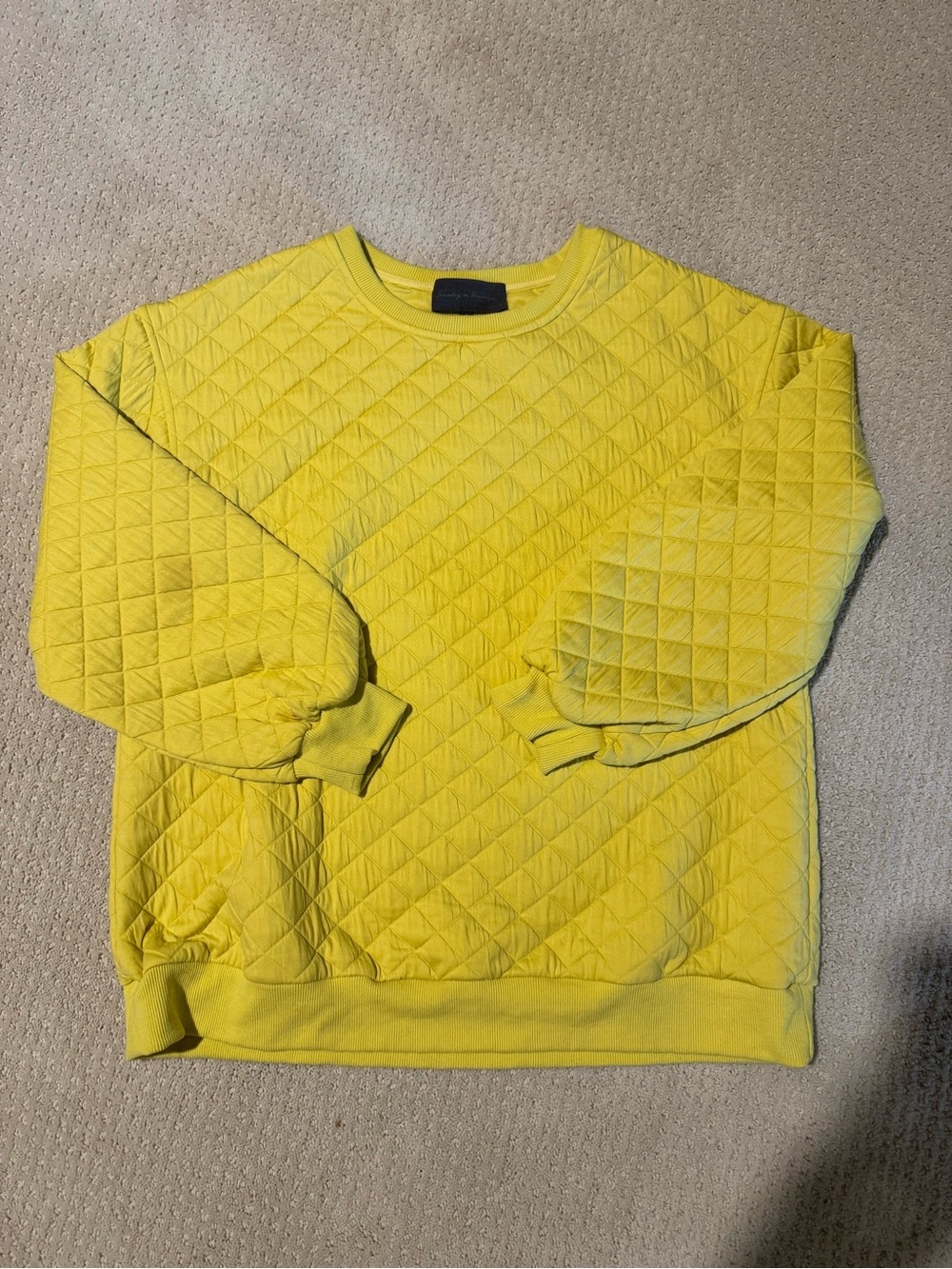 Sunday in Brooklyn Yellow Quilted Crewneck Sweater